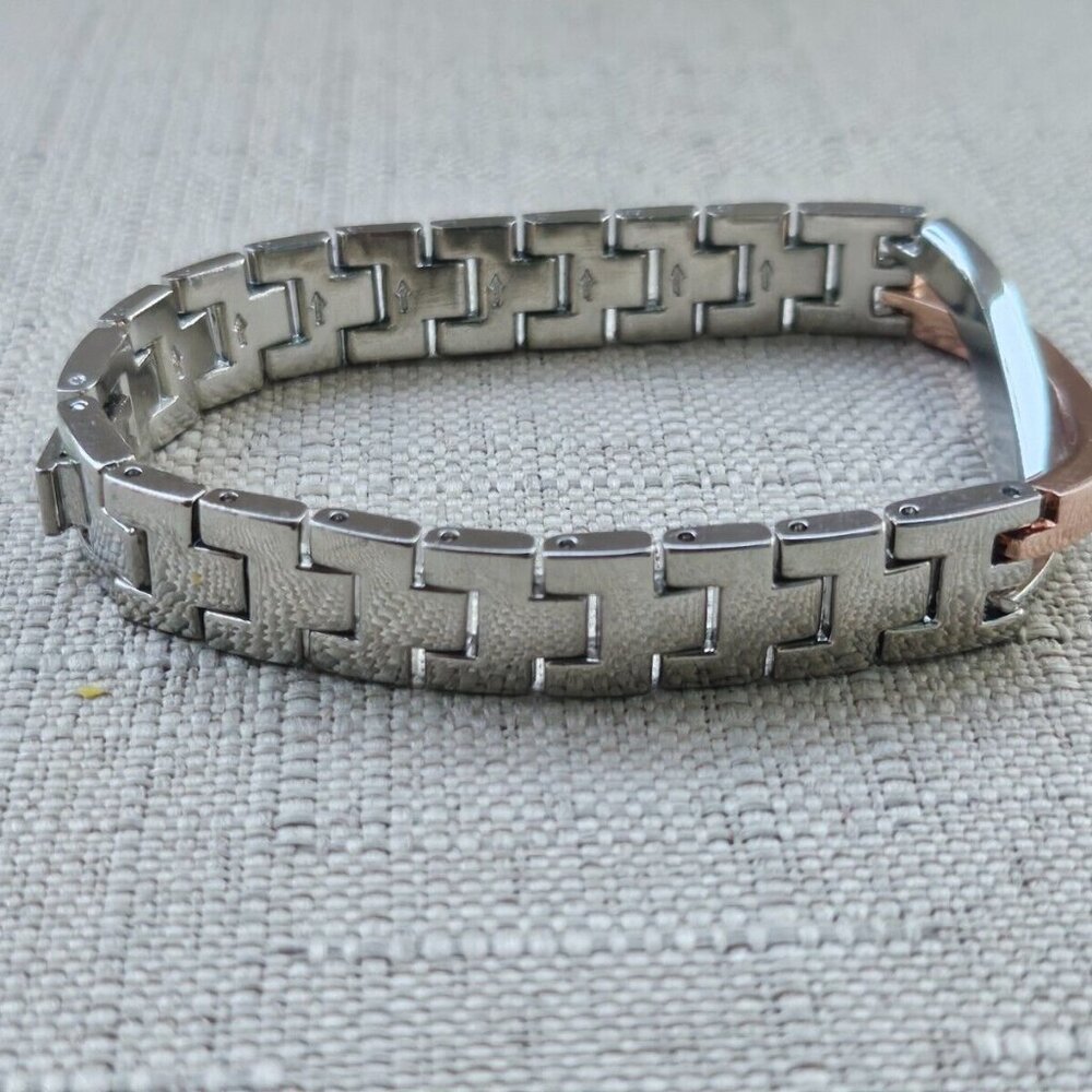 Women Bracelet Crystals Accent Face Rose Gold Silver Tone Fashion Jewelry - Picture 6 of 11